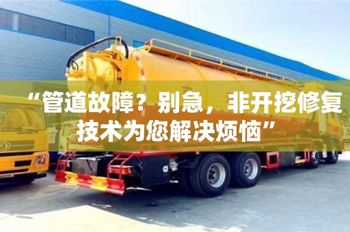 北京“管道故障？別急，非開挖修復技術為您解決煩惱”
