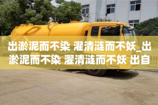 成都出淤泥而不染 濯清漣而不妖_出淤泥而不染 濯清漣而不妖 出自哪首詩