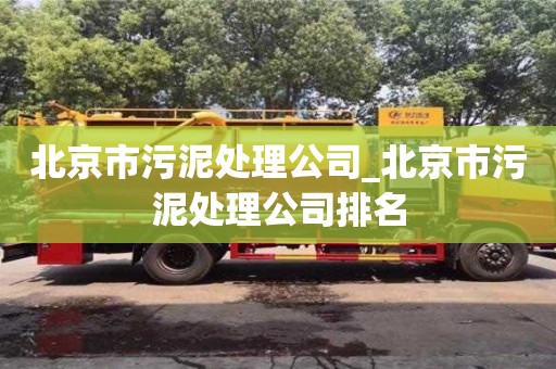 成都北京市污泥處理公司_北京市污泥處理公司排名