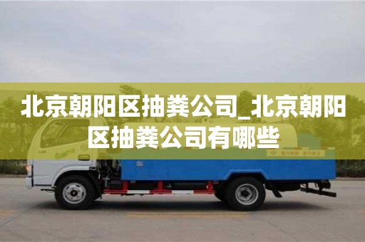 合肥北京朝陽區抽糞公司_北京朝陽區抽糞公司有哪些