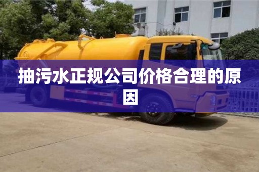 抽污水正規公司價格合理的原因
