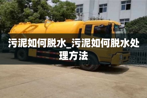 污泥如何脫水_污泥如何脫水處理方法
