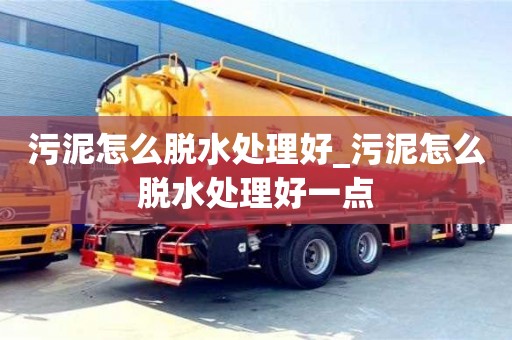 污泥怎么脫水處理好_污泥怎么脫水處理好一點
