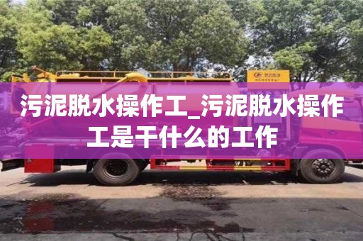 北京污泥脫水操作工_污泥脫水操作工是干什么的工作