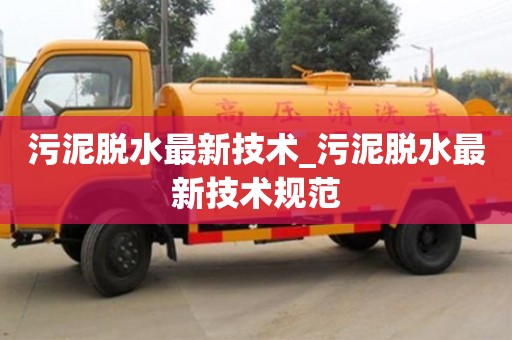 污泥脫水最新技術(shù)_污泥脫水最新技術(shù)規(guī)范
