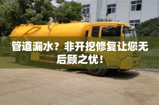 北京管道漏水？非開挖修復讓您無后顧之憂！