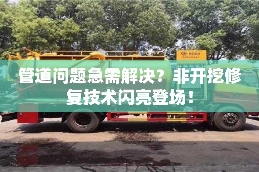 管道問(wèn)題急需解決？非開(kāi)挖修復(fù)技術(shù)閃亮登場(chǎng)！