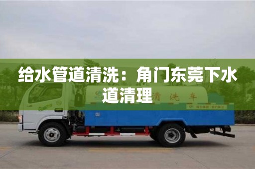 給水管道清洗：角門東莞下水道清理