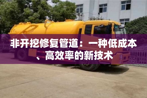 杭州非開挖修復(fù)管道：一種低成本、高效率的新技術(shù)